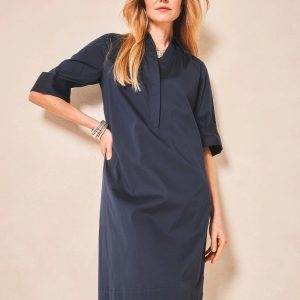 Cotton-Blend Popover Dress