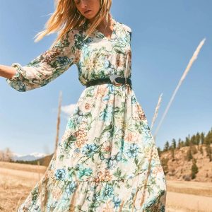 Georgette Tie-Front Maxi Dress