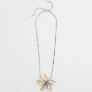 Chico's Originals Mixed Metal Flower Pendant Necklace