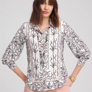 Faux Silk Floral Collared Shirt