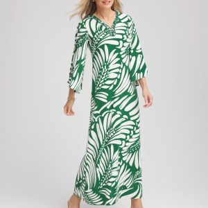 Petite Palm-Front-Motif Beaded Knit Maxi Dress