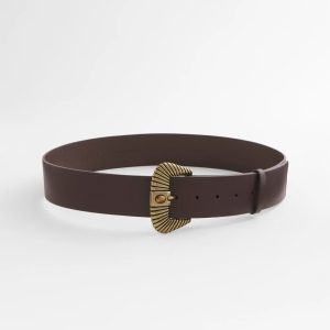 Leather Tiger's Eye Wide Belt
