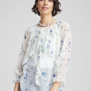 Georgette Sheer Ruffle Blouse