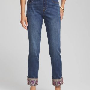 Petite Embellished Pull-On Slim Ankle Jeggings