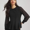 Clip-Dot Peplum Top