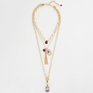Convertible Three-Strand Stone Pendant Necklace