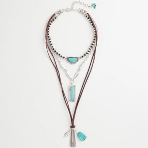 Convertible Turquoise & Charms Motif Necklace