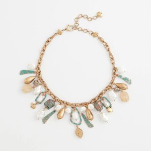Copper Charm Bib Necklace