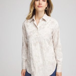 No Iron™ Stretch-Sateen Jacquard Shirt