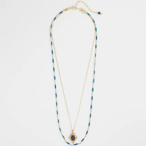 Double-Strand Sodalite Pendant Necklace