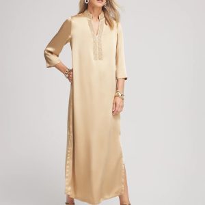 Petite Embellished Satin Maxi Dress