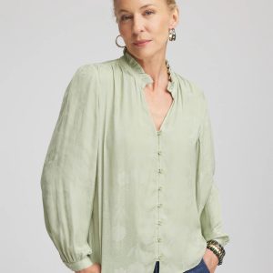 Jacquard Georgette Peasant Blouse