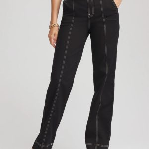 Pull-On Wide-Leg Jeans