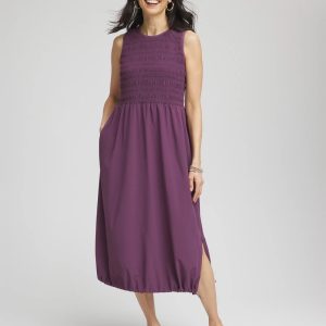 Zenergy® UPF Smocked Midi Dress