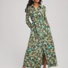 Printed Long-Sleeved Shirtdress