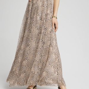 Animal Print Georgette Maxi Skirt