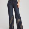 Embellished High-Rise Wide-Leg Jeans