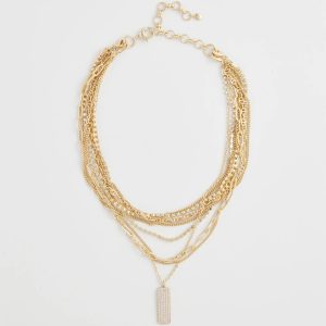 Convertible Goldtone Pave Pendant Necklace