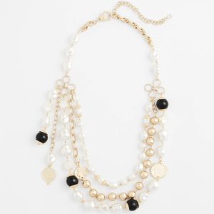 Gold Pearl Multi-Strand Necklace