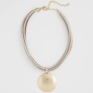 Textured Golden Pendant Necklace