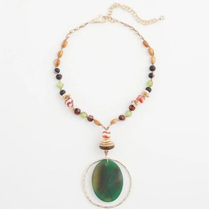 Sliced Agate Stone Pendant Necklace