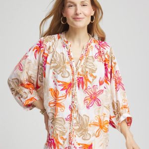 Floral Braided Batwing Blouse