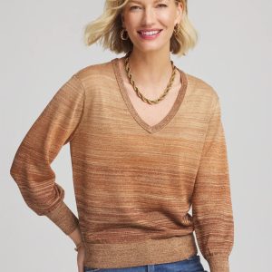 Ombre Metallic Pullover Sweater
