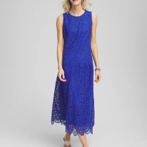 Petite Sleeveless Medallion Lace Maxi Dress