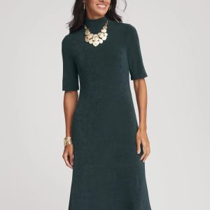 Travelers™ Mockneck Elbow-Sleeve Midi Dress