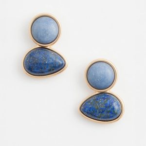 No Droop® Lapis & Aventurine Stone Stud Earrings