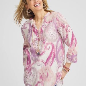 No Iron™ Multi Paisley Linen Tunic