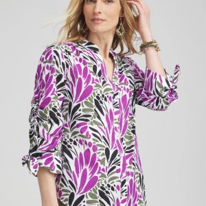 Ruched Sleeve Floral Blouse