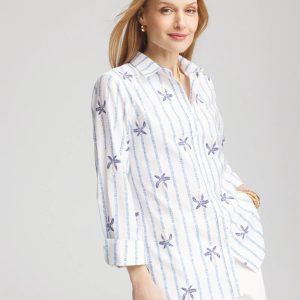 No Iron™ Palm Striped Sateen Shirt