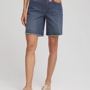 Pull-On Fray Hem Shorts