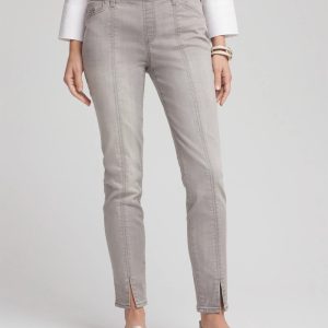Silver Pull-On Slim Ankle Jeggings