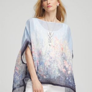 Linen Watercolor Boatneck Poncho