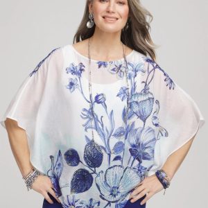 Woven Butterfly Print Poncho