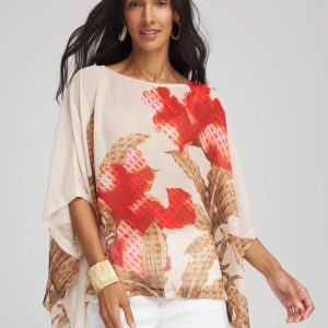 Floral Chiffon Pull-Over Poncho
