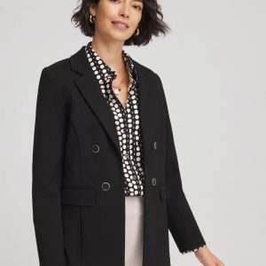 Ponte Double-Breasted Knit Blazer