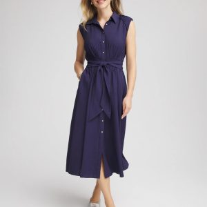 Smocked-Waist Shirtdress