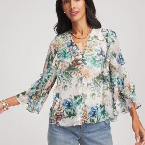 Georgette Ruffled V-Neck Blouse
