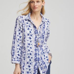 No Iron™ Star Print Linen Shirt