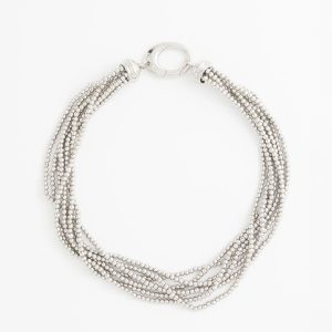 Silvertone Multi-Strand Beaded Necklace