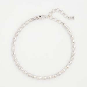 Silvertone Bamboo Collar Necklace