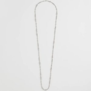 Silvertone Long Beaded Necklace