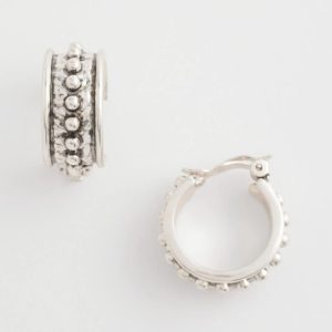 Textured Antique-Style Clip-On Hoop Earrings