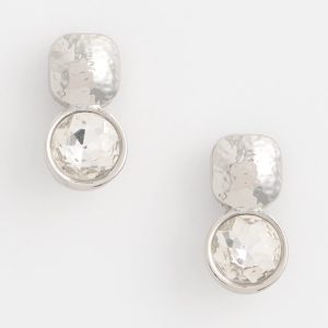 No Droop™ Silver Tone Crystal Clip-On Earrings