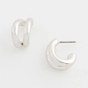 No Droop® Silvertone Double Hoop Earrings