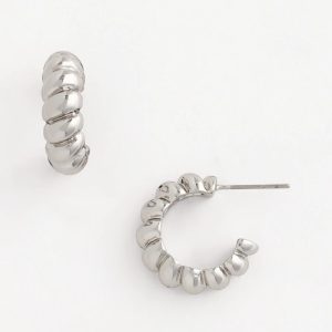 No Droop® Silvertone Twisted Hoop Earrings
