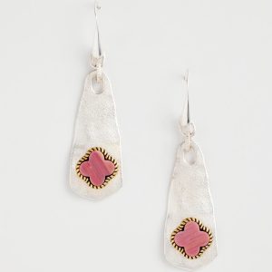 No Droop® Rhodonite Linear Drop Earrings